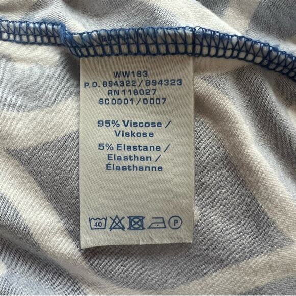 Boden Blue White Geometric Twist Front Jersey Maxi Dress Size 4 - Picture 13 of 16